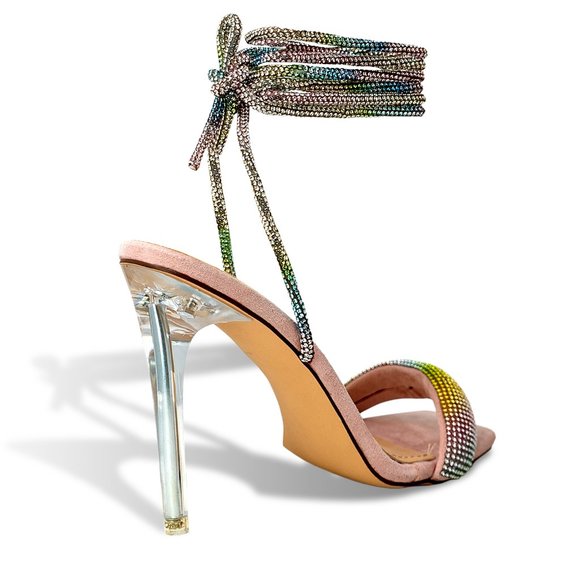 RHINESTONE LACE UP HEEL - Picture 3 of 4